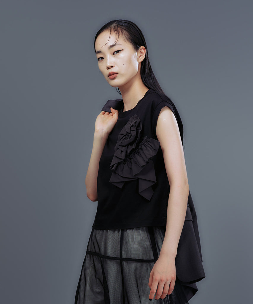FRILL MOTIF FRENCH SLEEVE T-SHIRT