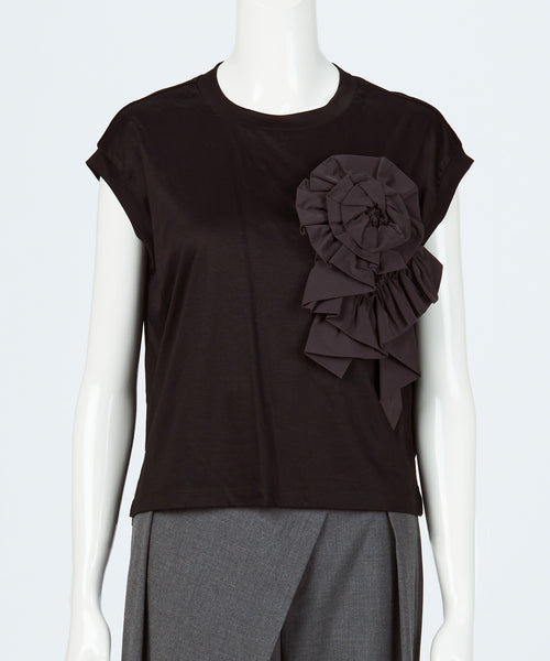 FRILL MOTIF FRENCH SLEEVE T-SHIRT