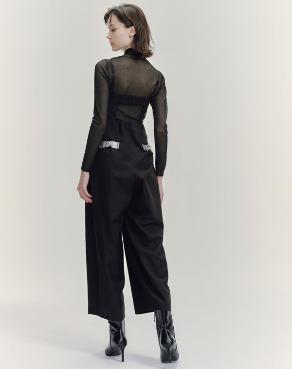 SHEER RIBBED HIGH NECK KNIT