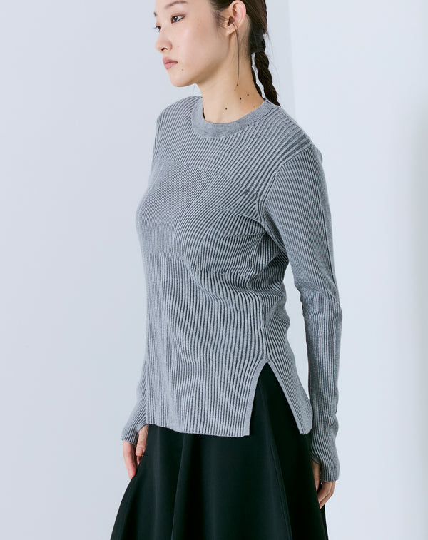 CONTRAST RIBBED KNIT PULLOVER