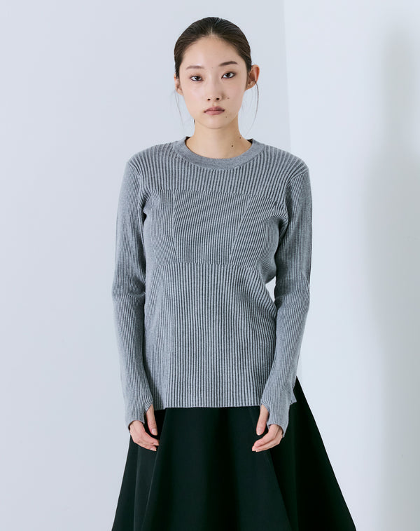 CONTRAST RIBBED KNIT PULLOVER