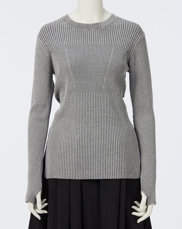 CONTRAST RIBBED KNIT PULLOVER