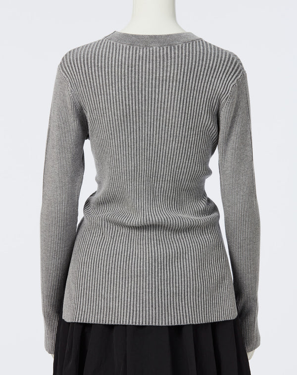 CONTRAST RIBBED KNIT PULLOVER