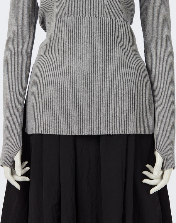 CONTRAST RIBBED KNIT PULLOVER