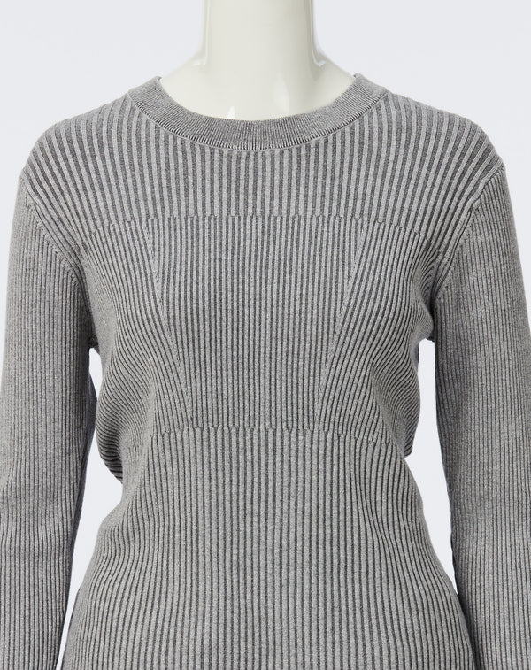 CONTRAST RIBBED KNIT PULLOVER