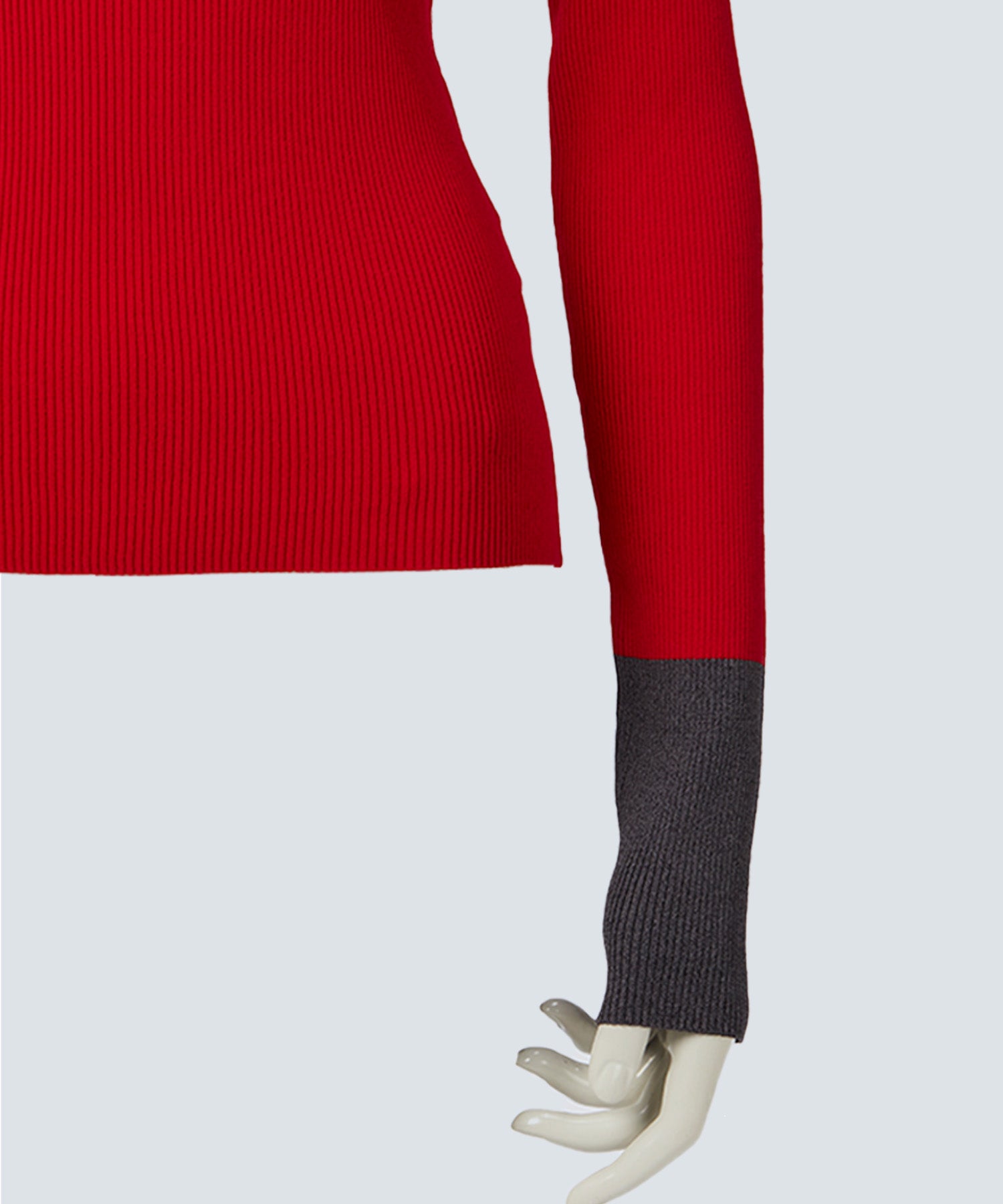 TWO-TONE HIGH-NECK KNIT TOP