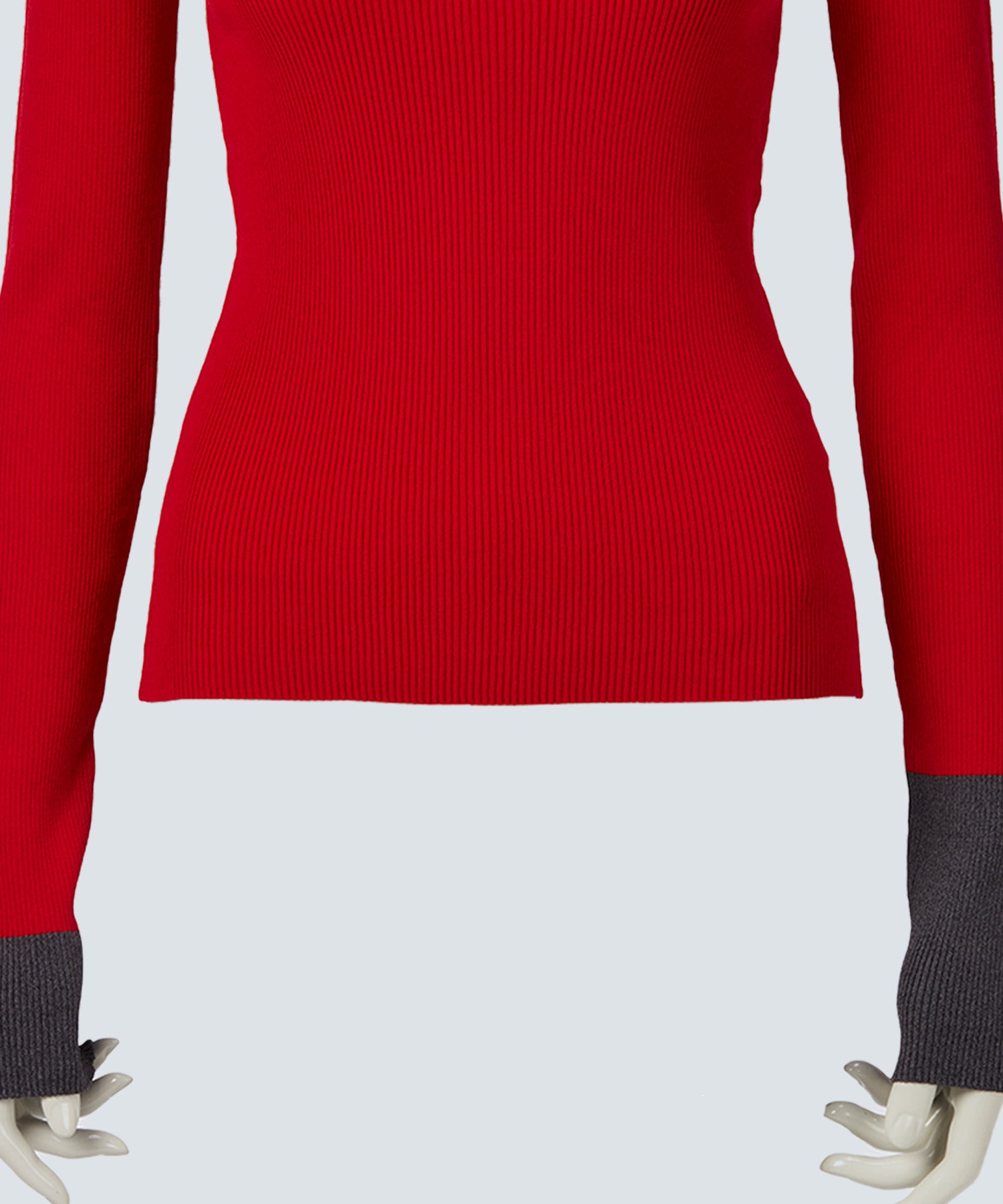 TWO-TONE HIGH-NECK KNIT TOP