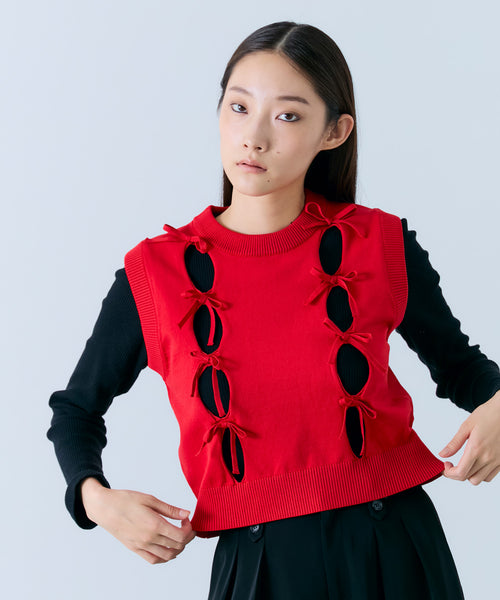 CUT-OUT RIBBON VEST