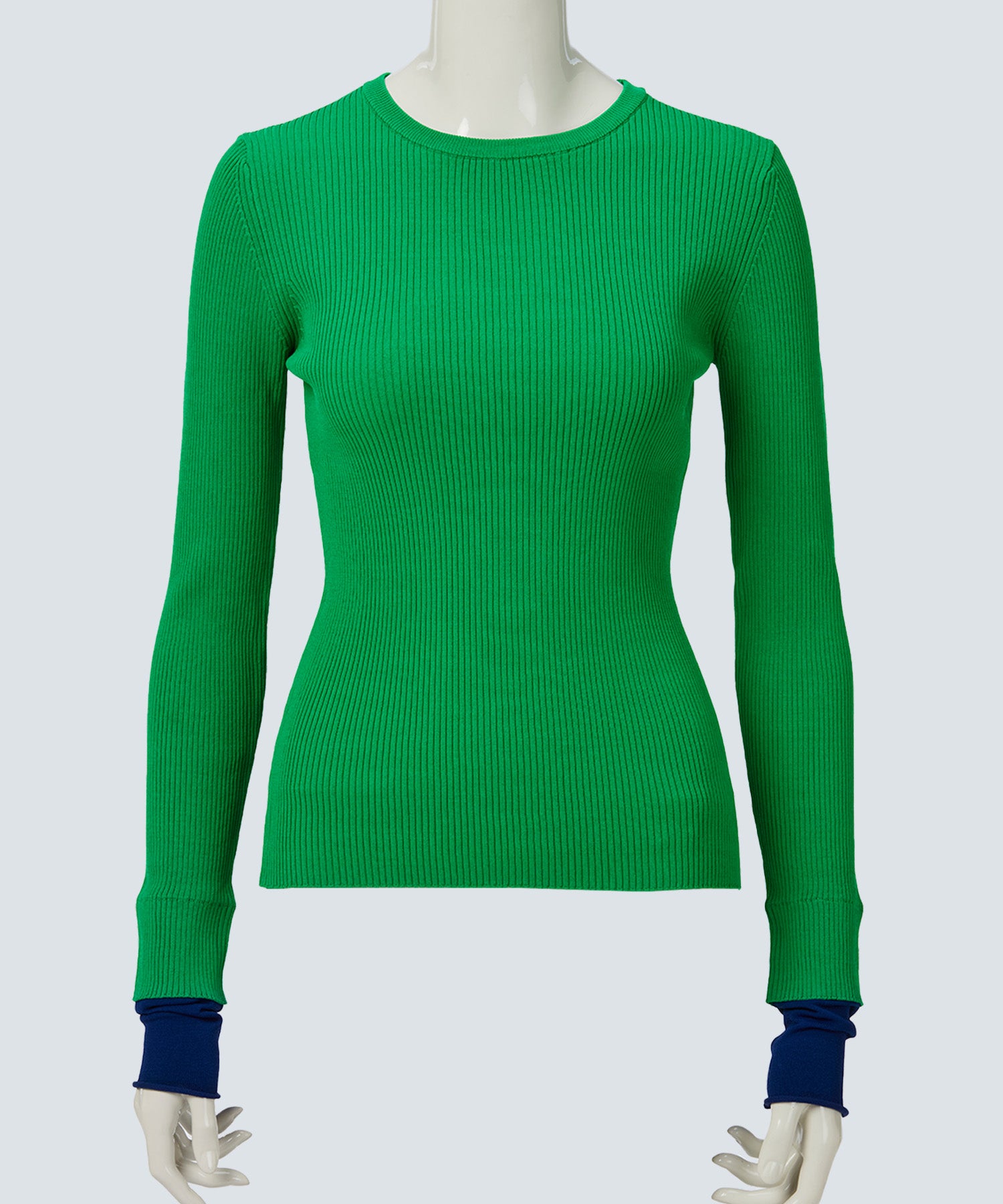 LAYERED SLEEVE CREW-NECK KNIT TOP