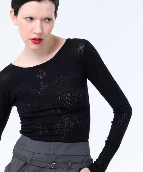 BODY FIT MESH KNIT TOP