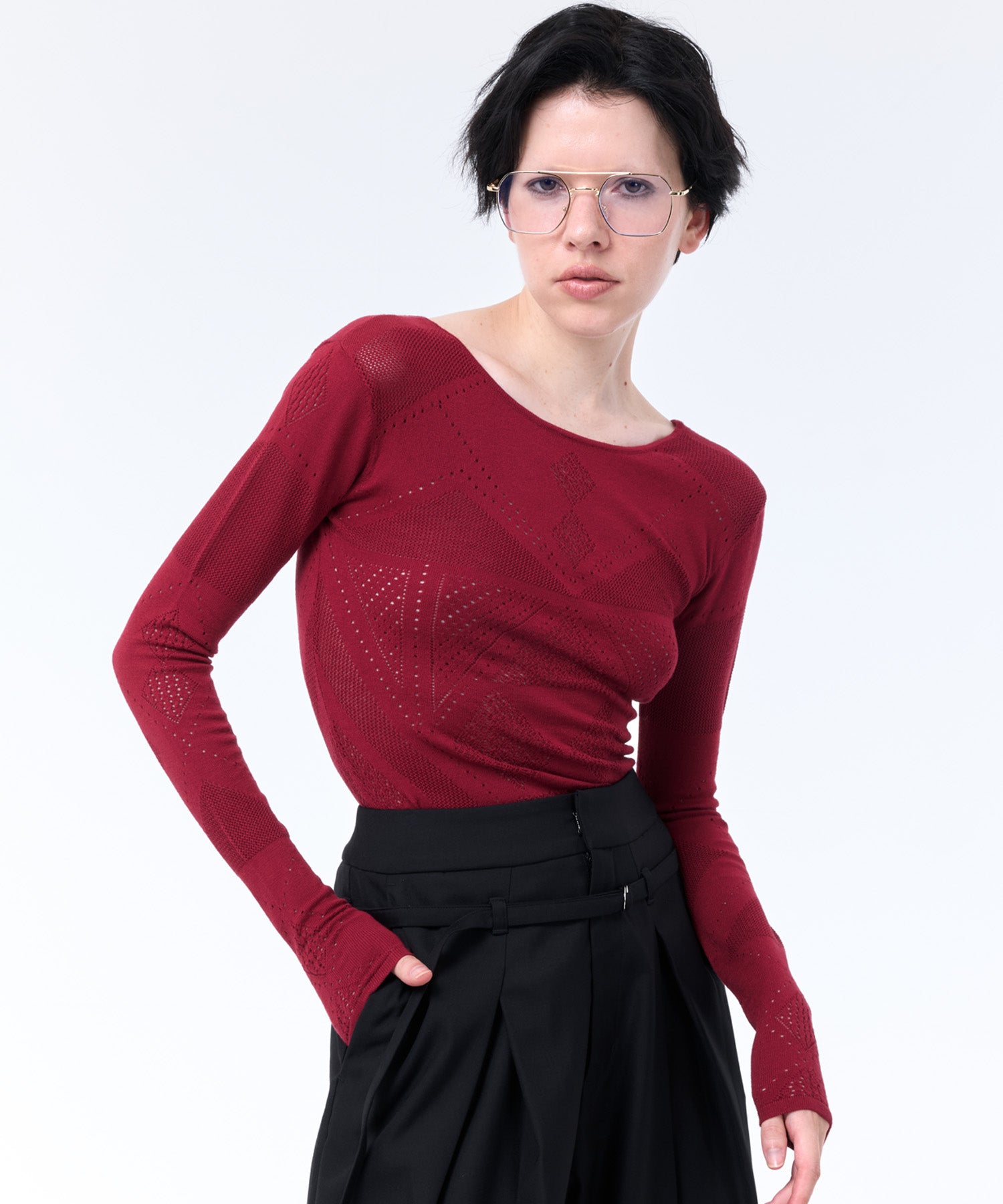 BODY FIT MESH KNIT TOP – LAEMUSE