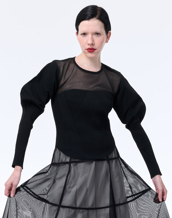 SHEER × SPONDISH BUSTIER COMBINATION KNIT