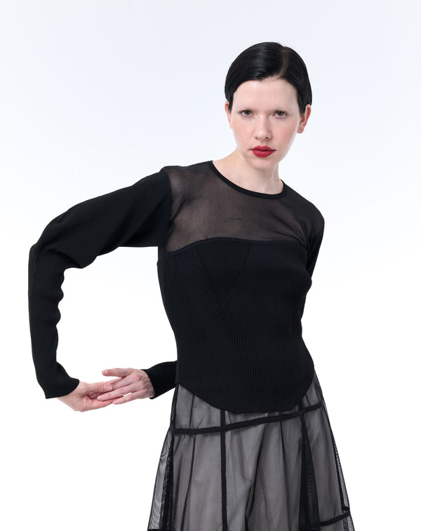 SHEER × SPONDISH BUSTIER COMBINATION KNIT