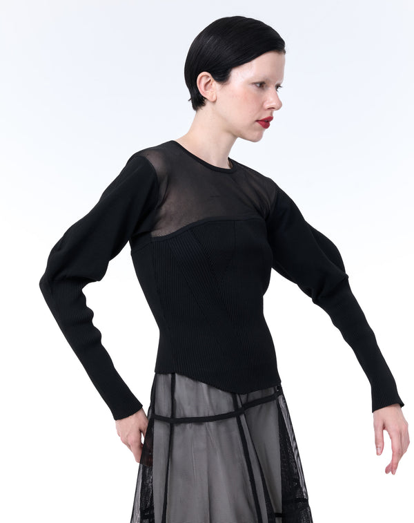 SHEER × SPONDISH BUSTIER COMBINATION KNIT