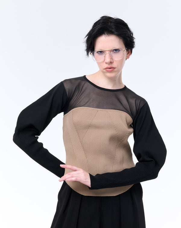 SHEER × SPONDISH BUSTIER COMBINATION KNIT