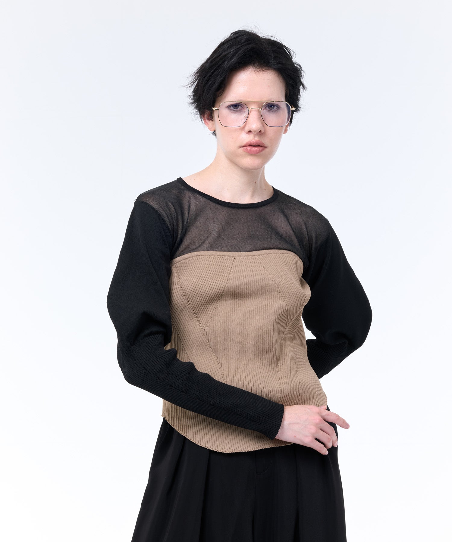 SHEER × SPONDISH BUSTIER COMBINATION KNIT