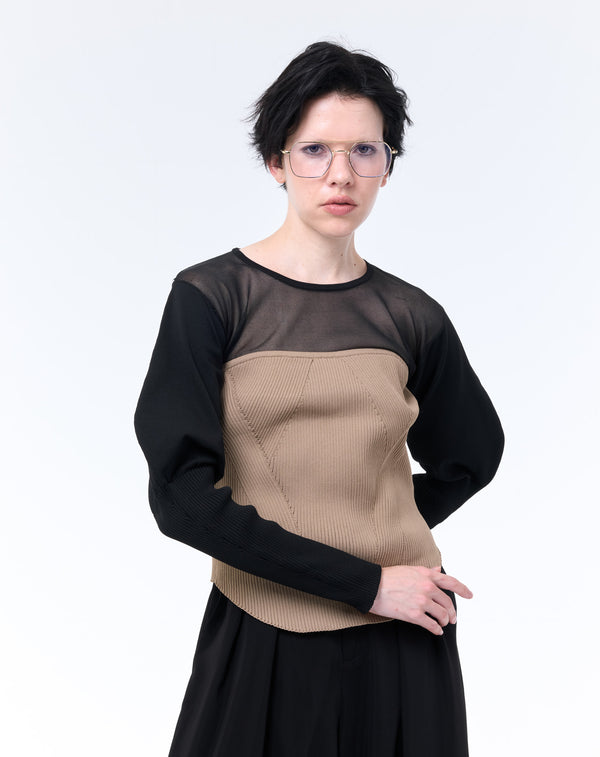 SHEER × SPONDISH BUSTIER COMBINATION KNIT