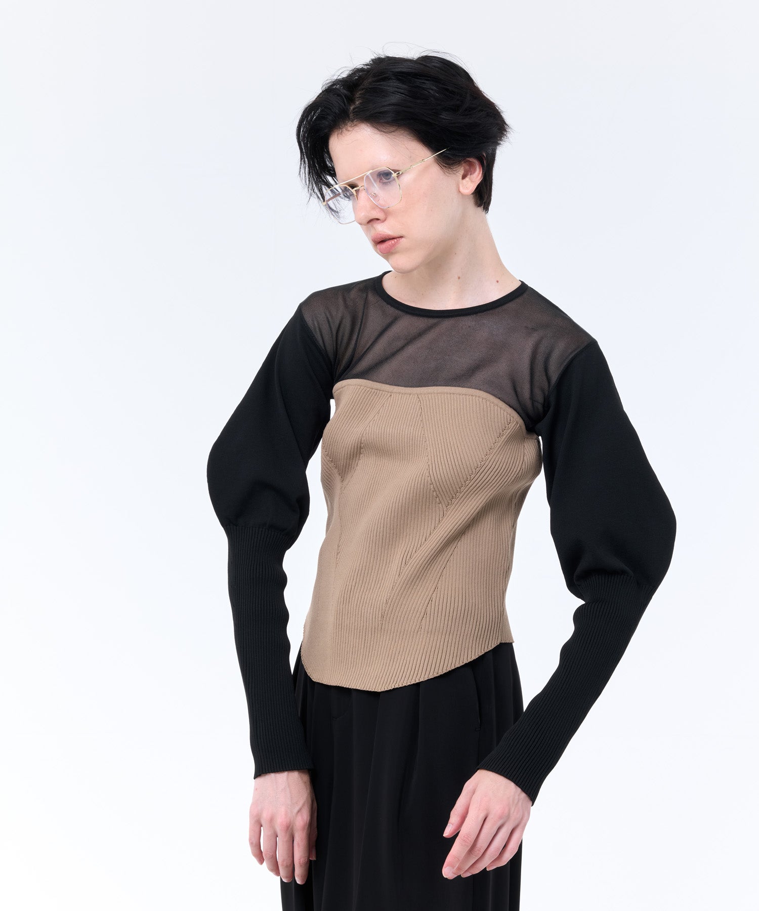 SHEER × SPONDISH BUSTIER COMBINATION KNIT