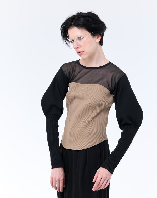 SHEER × SPONDISH BUSTIER COMBINATION KNIT