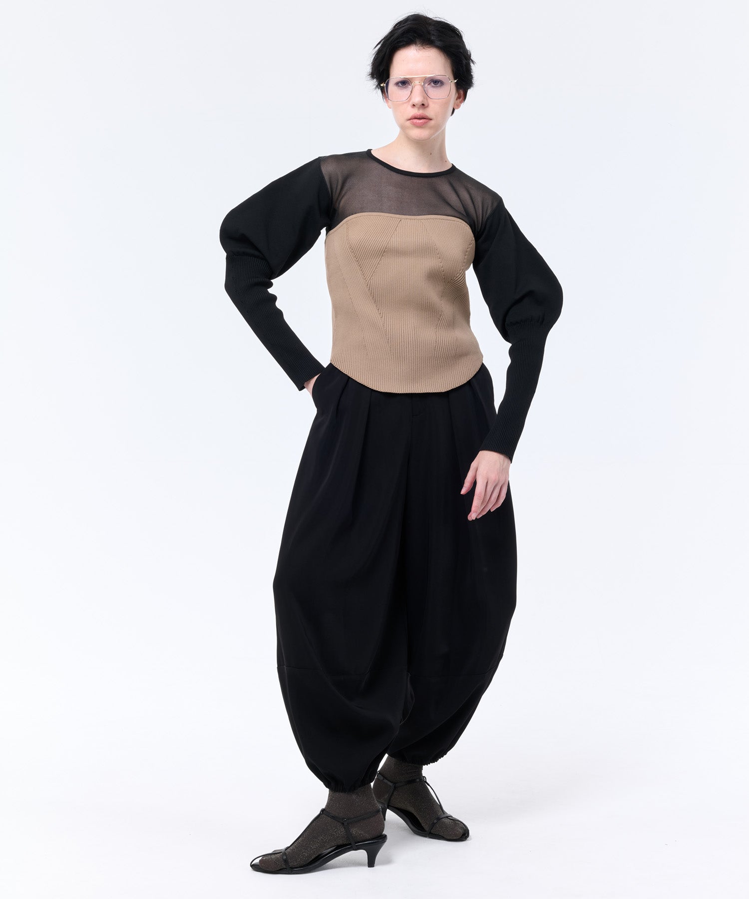 SHEER × SPONDISH BUSTIER COMBINATION KNIT