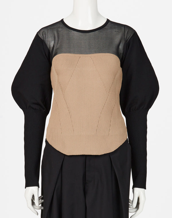 SHEER × SPONDISH BUSTIER COMBINATION KNIT
