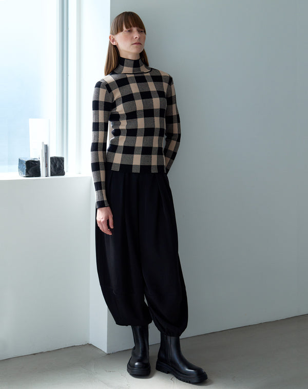 JACQUARD CHECK HIGH-NECK KNIT