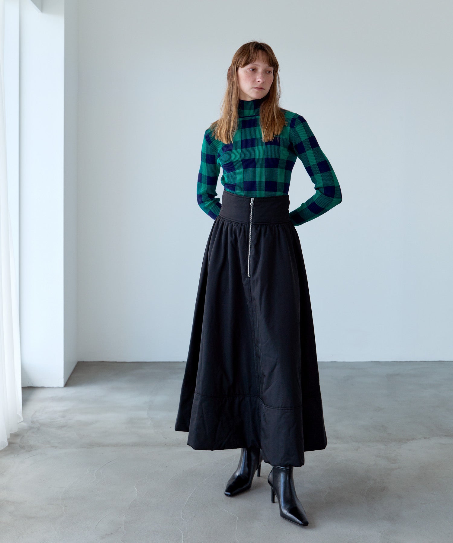 JACQUARD CHECK HIGH-NECK KNIT