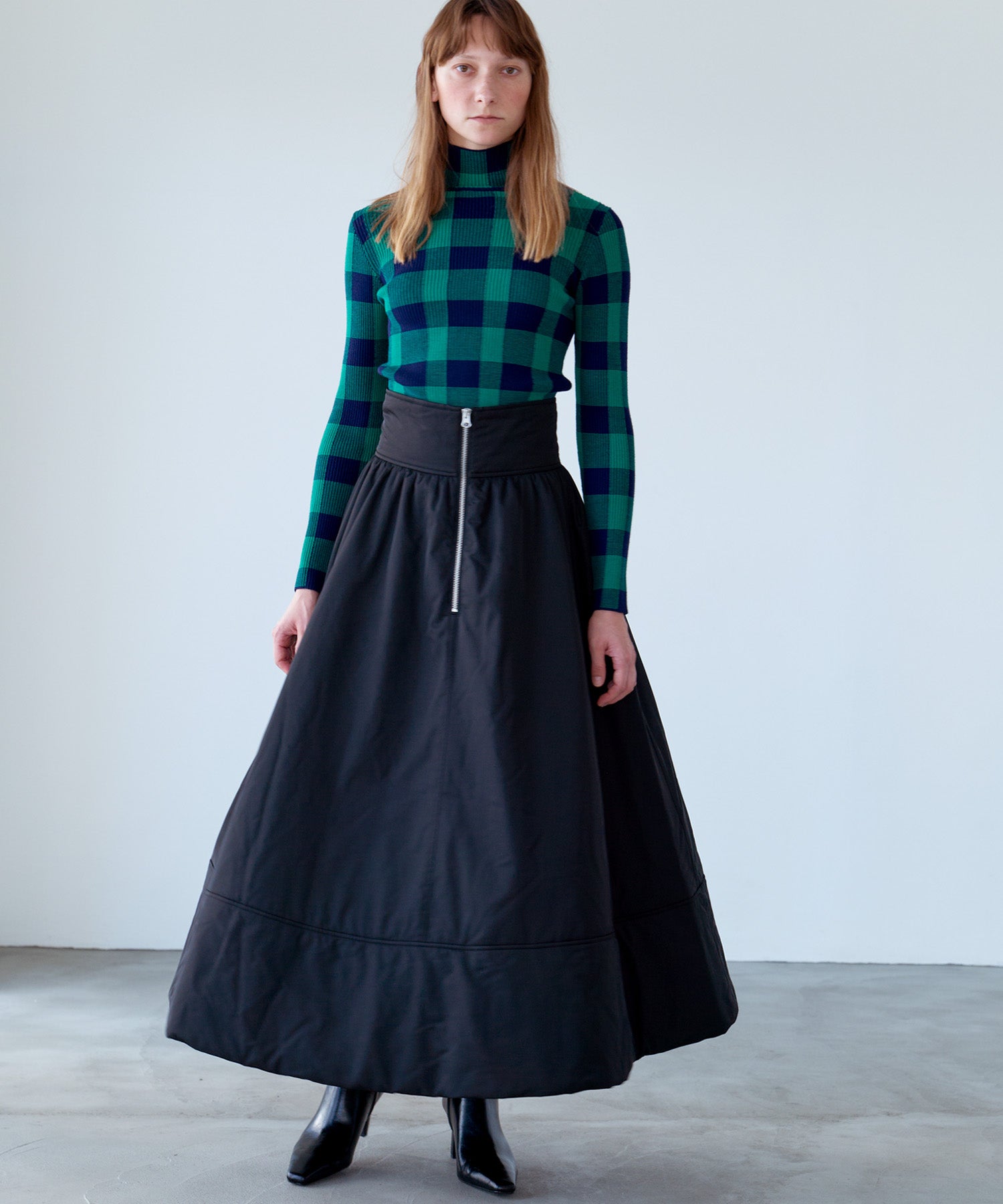 JACQUARD CHECK HIGH-NECK KNIT