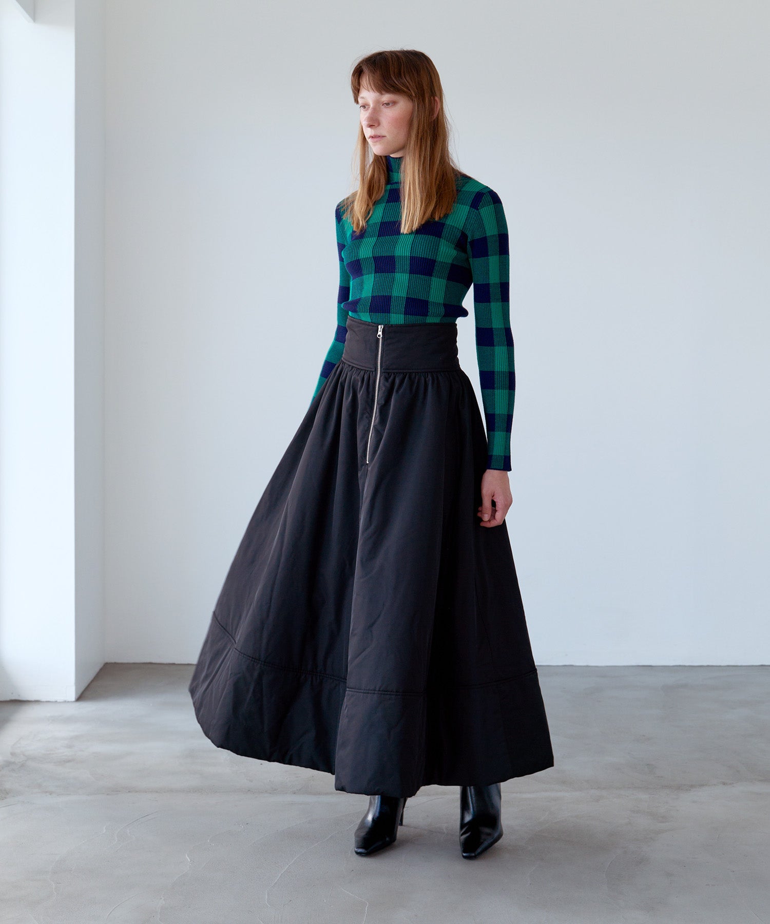 JACQUARD CHECK HIGH-NECK KNIT