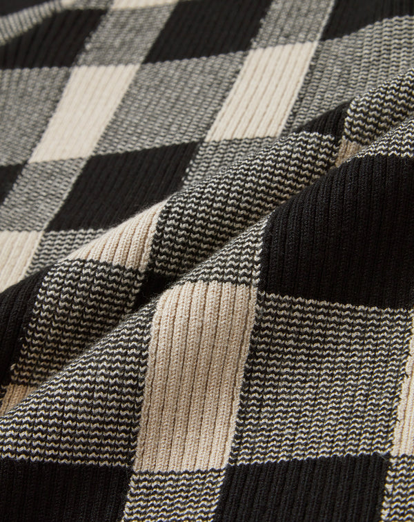 JACQUARD CHECK HIGH-NECK KNIT