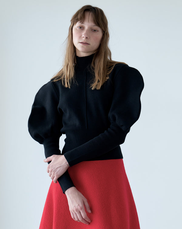 VOLUME SLEEVE HIGH NECK KNIT
