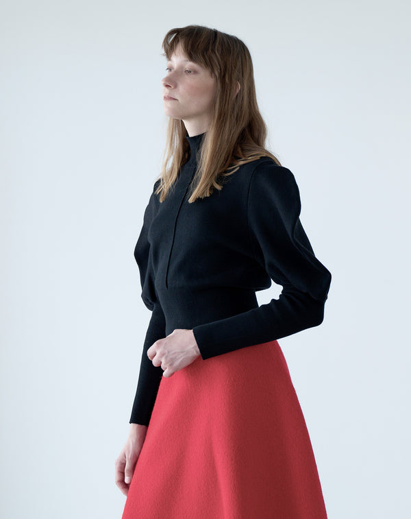 VOLUME SLEEVE HIGH NECK KNIT