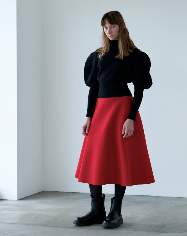 VOLUME SLEEVE HIGH NECK KNIT