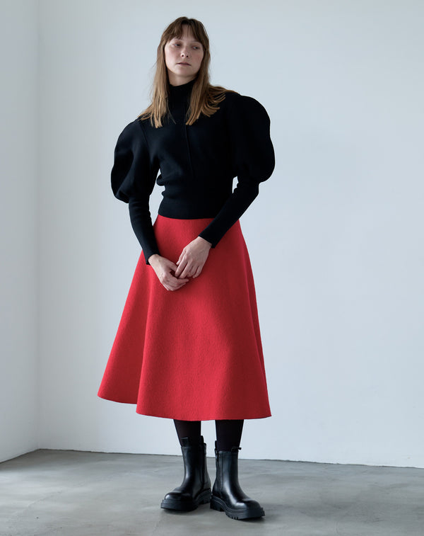 VOLUME SLEEVE HIGH NECK KNIT