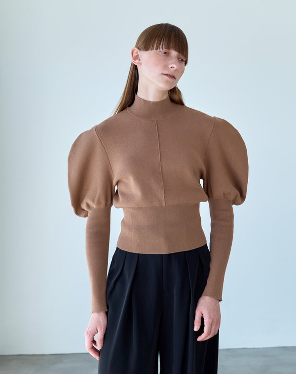 VOLUME SLEEVE HIGH NECK KNIT