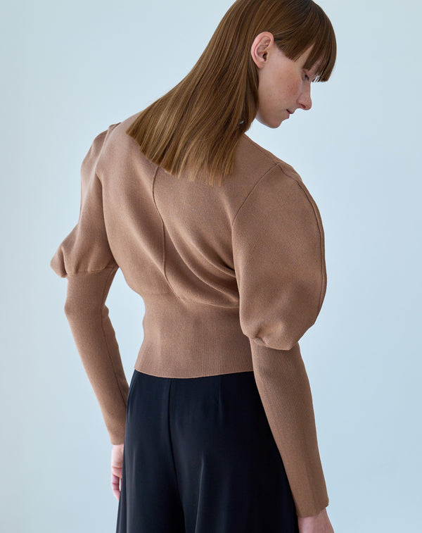 VOLUME SLEEVE HIGH NECK KNIT