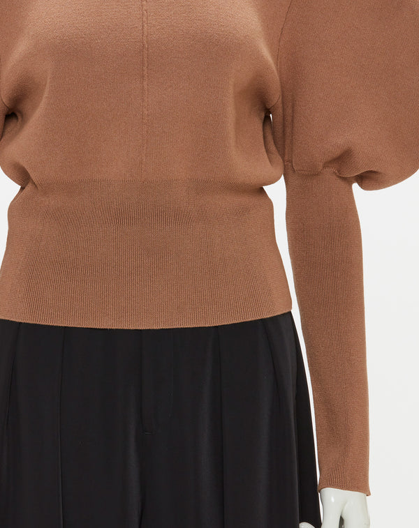 VOLUME SLEEVE HIGH NECK KNIT