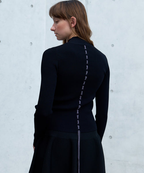 LACE-UP HIGH-NECK TOP