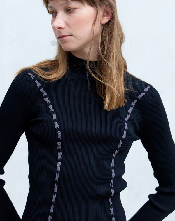 LACE-UP HIGH-NECK TOP