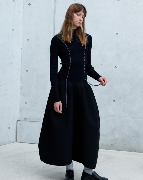 LACE-UP HIGH-NECK TOP