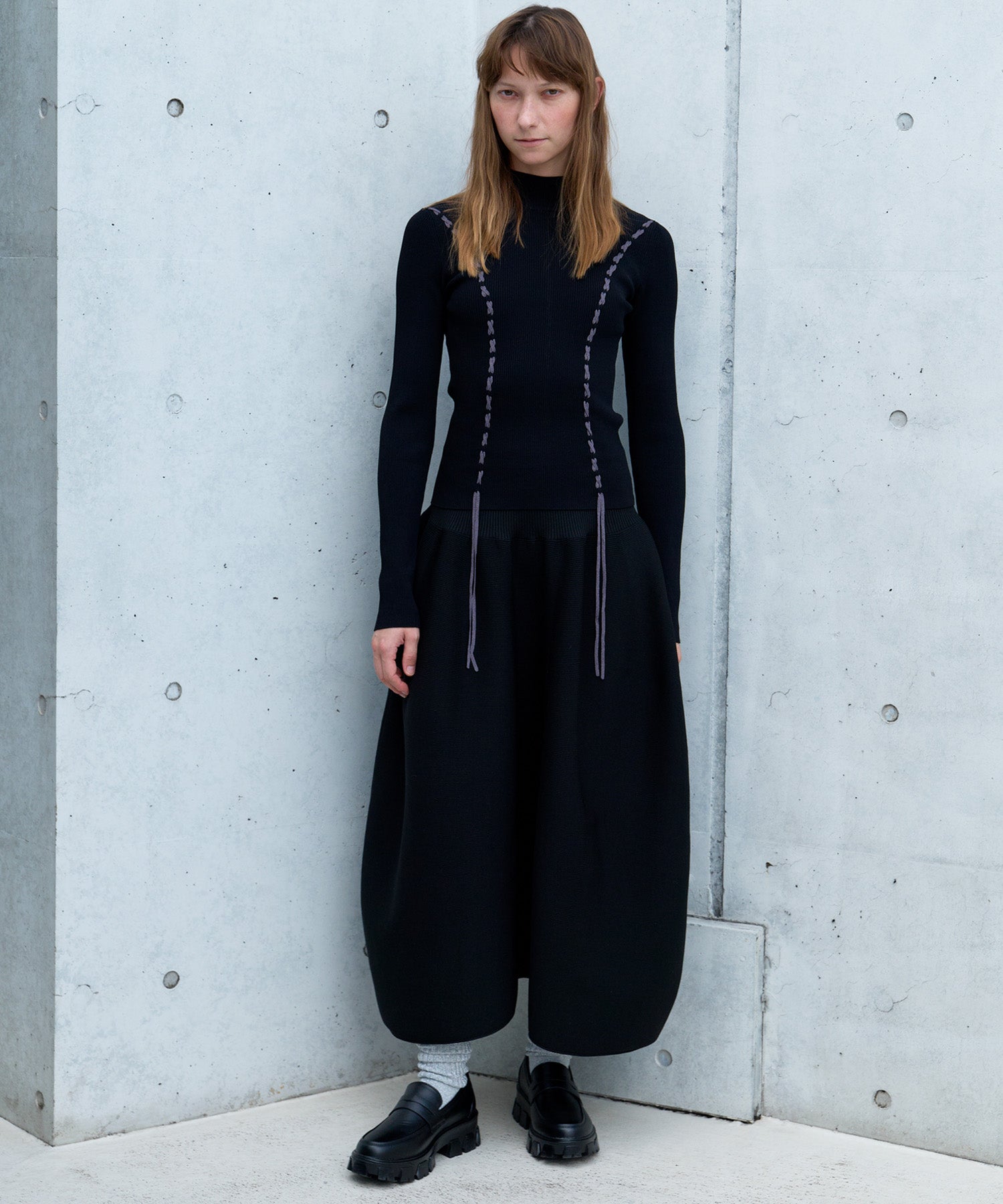 LACE-UP HIGH-NECK TOP