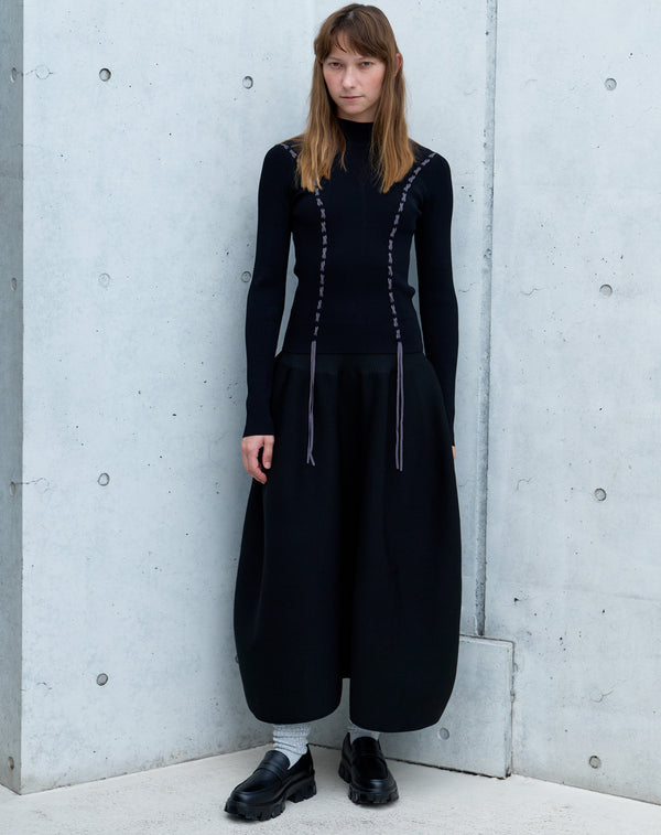 LACE-UP HIGH-NECK TOP