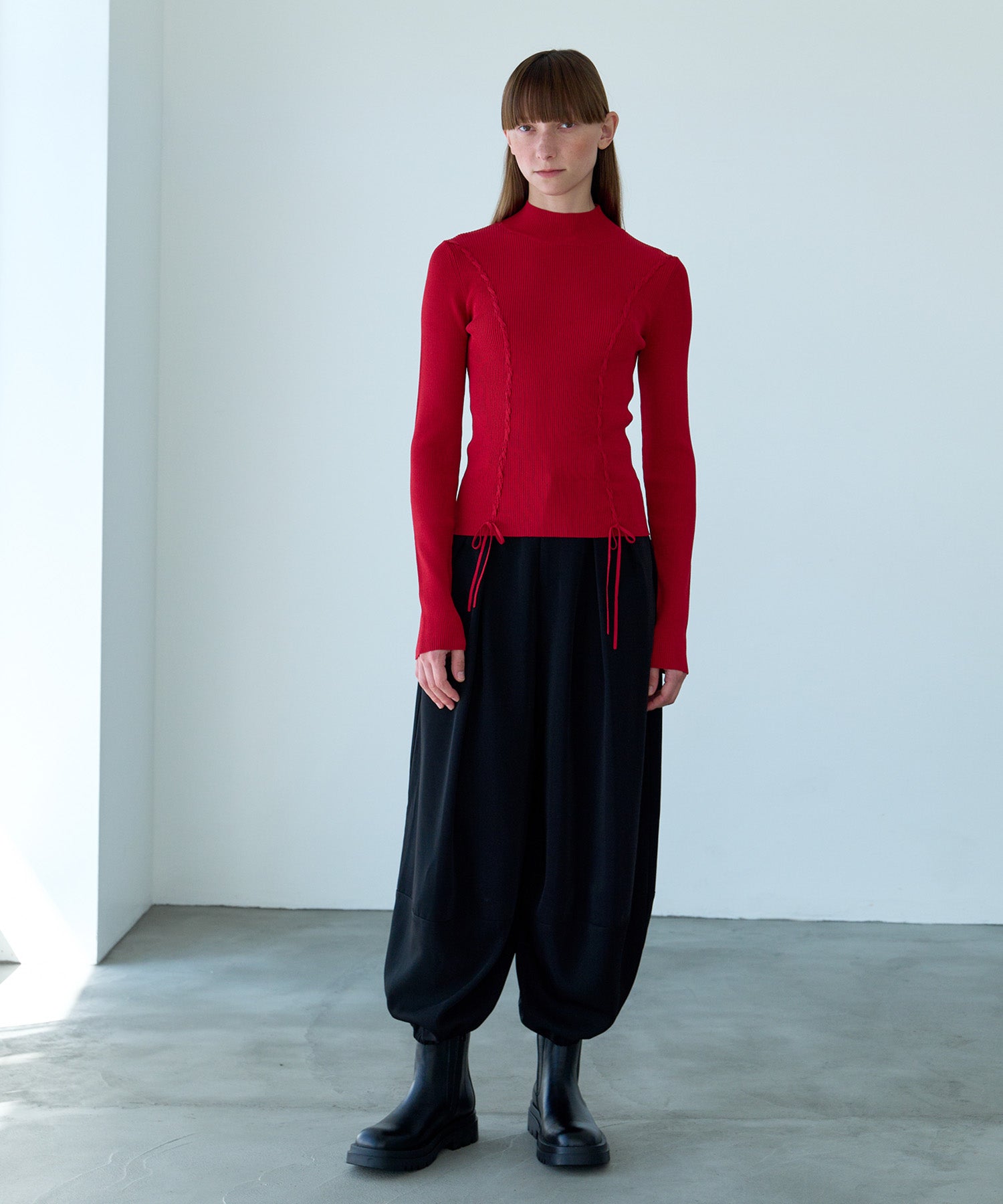 LACE-UP HIGH-NECK TOP