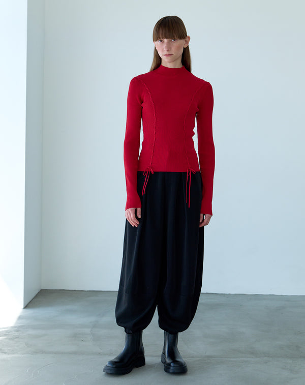 LACE-UP HIGH-NECK TOP