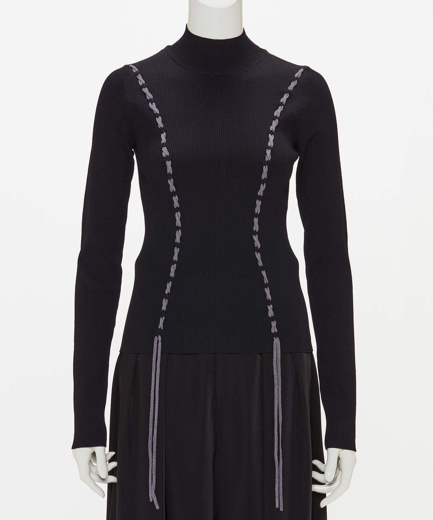 LACE-UP HIGH-NECK TOP
