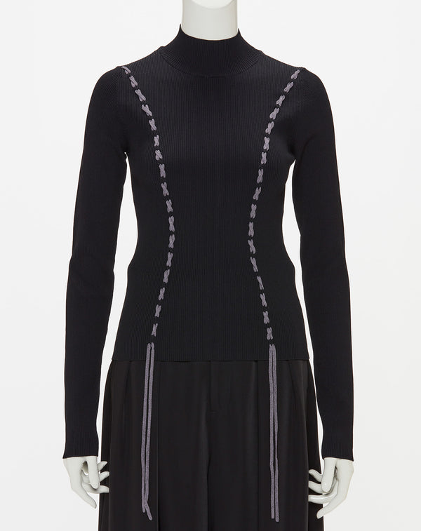 LACE-UP HIGH-NECK TOP
