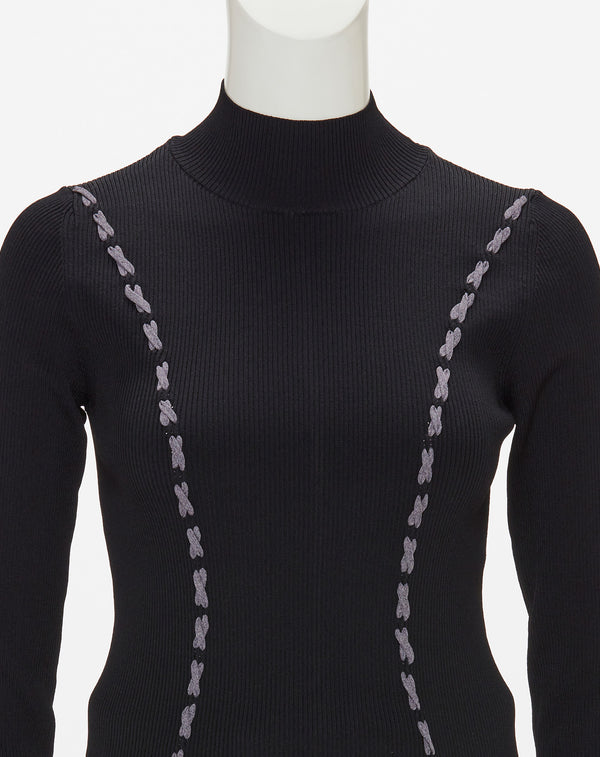 LACE-UP HIGH-NECK TOP