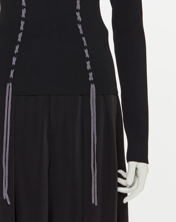 LACE-UP HIGH-NECK TOP