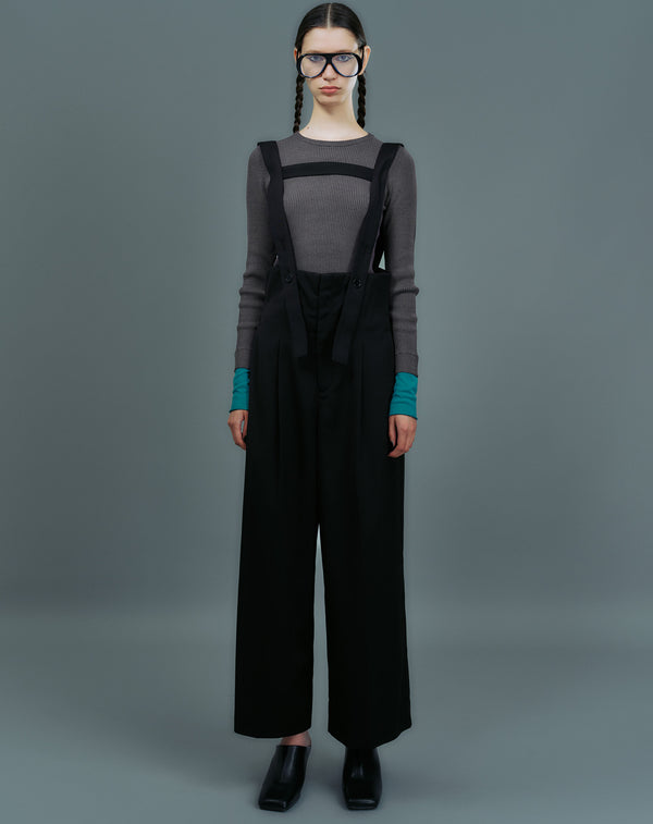 LAYERED SLEEVE CREW-NECK KNIT TOP