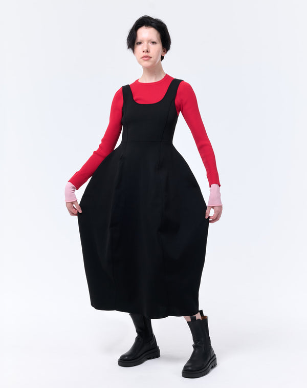 LAYERED SLEEVE CREW-NECK KNIT TOP